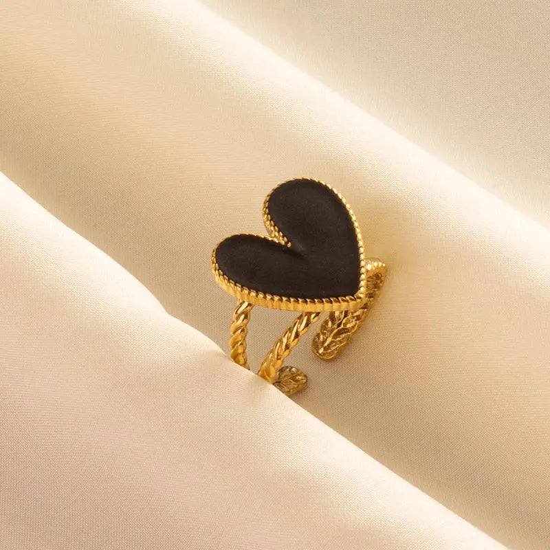 1/3pcs Stainless Steel Black Heart Rings For Women Personality Handmade Enamel Love Rings Daily Wear Party Statement Retro Gift Les Bijoux Lili