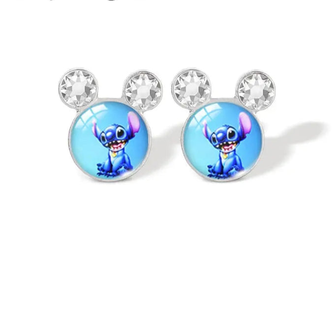 2024 New Lilo and Stitch Angel Cartoon Movies Glass Dome Mickey Mouse Stud Earrings Handcraft Earrings Jewelry Les Bijoux Lili