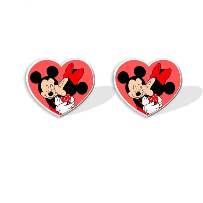 2024 New Valentine's Day Mickey Minnie Stud Earring Love Epoxy Jewelry Resin Acrylic Earrings Handmade Gifts Fans Les Bijoux Lili