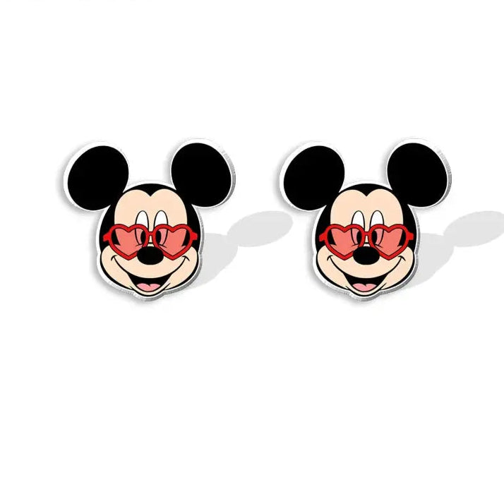 2024 New Valentine's Day Mickey Minnie Stud Earring Love Epoxy Jewelry Resin Acrylic Earrings Handmade Gifts Fans Les Bijoux Lili