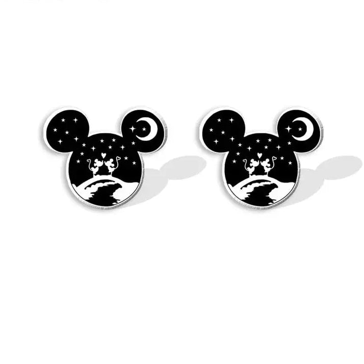 2024 New Valentine's Day Mickey Minnie Stud Earring Love Epoxy Jewelry Resin Acrylic Earrings Handmade Gifts Fans Les Bijoux Lili