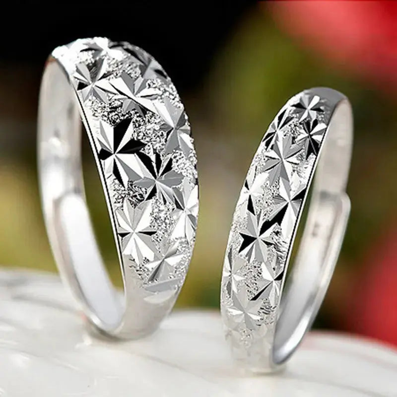 925 Sterling Silver Moissanite Diamond Couple Rings for Lovers Matching Wedding Jewelry Set Les Bijoux Lili