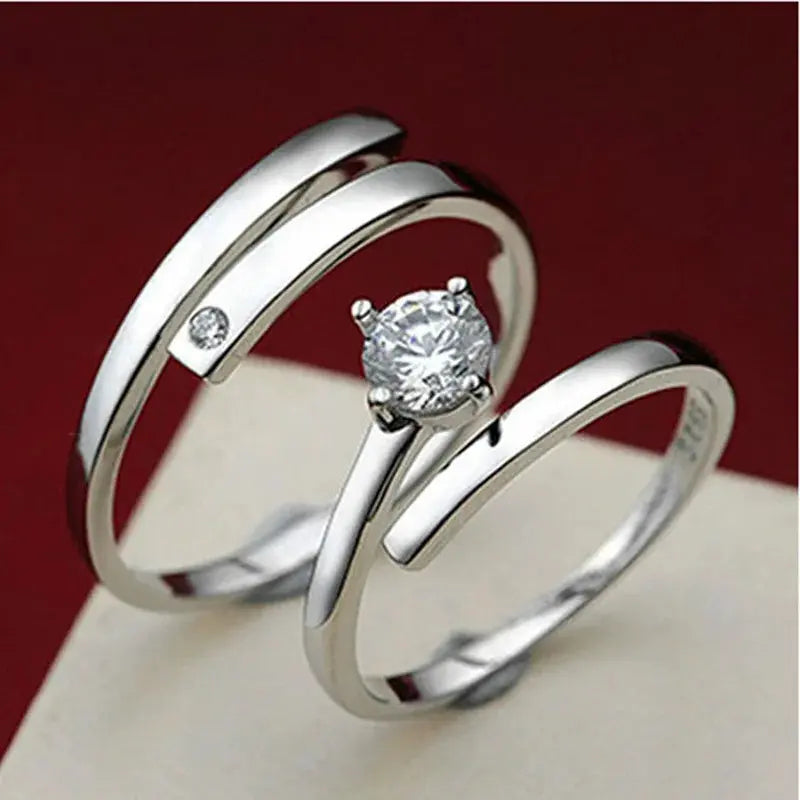 925 Sterling Silver Moissanite Diamond Couple Rings for Lovers Matching Wedding Jewelry Set Les Bijoux Lili