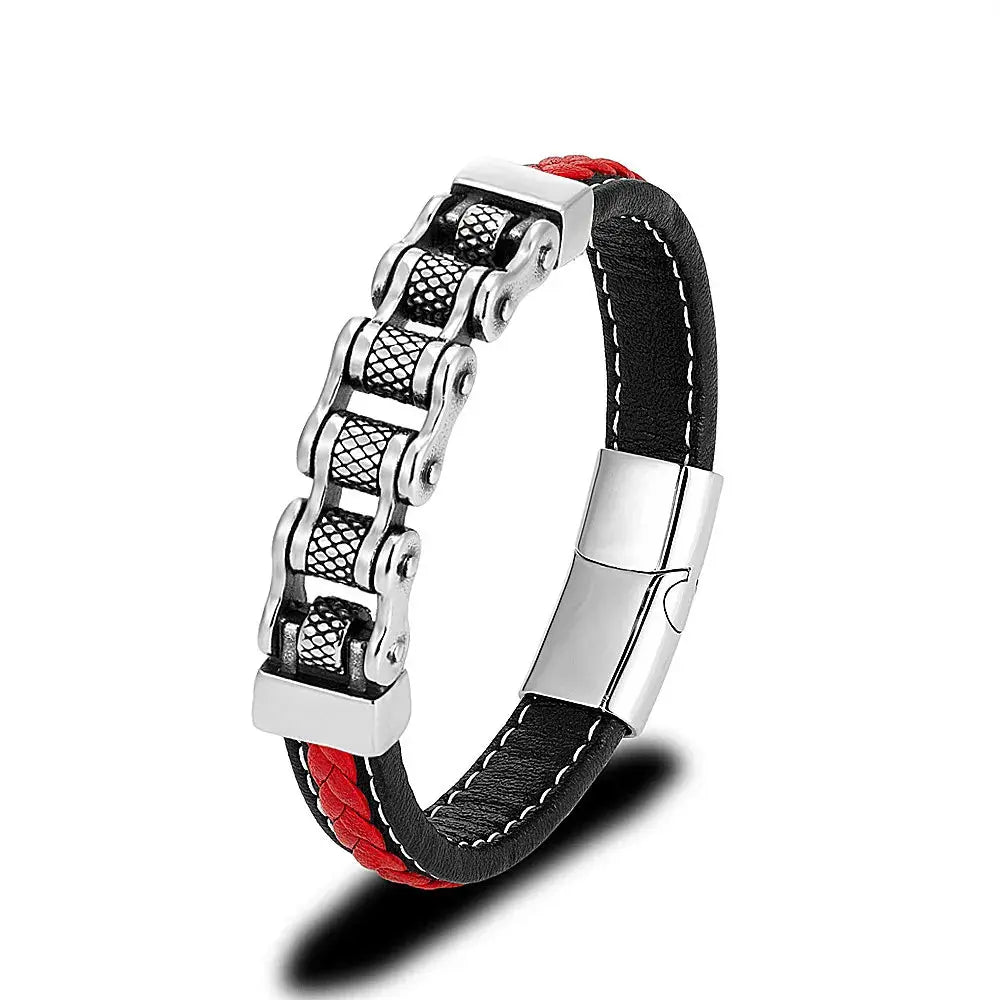 Bracelet hommes grosses mailles en acier inoxydable Initiale