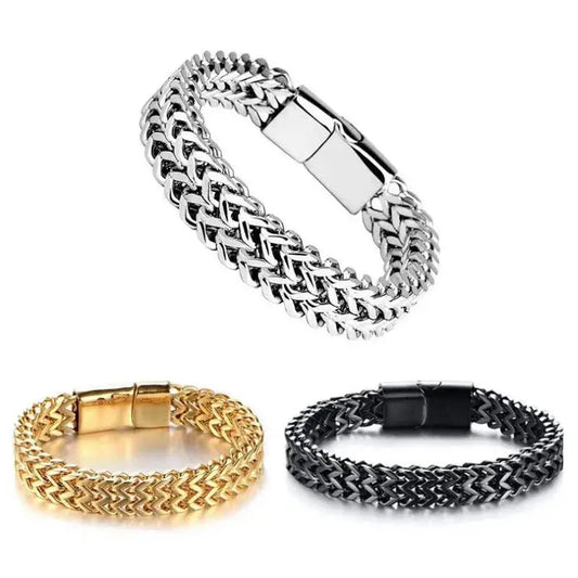 Chic and Masculine Double-layer Titanium Steel Bracelet for Streetwear Fashion Wholesale Les Bijoux Lili