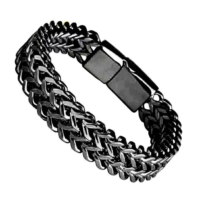 Chic and Masculine Double-layer Titanium Steel Bracelet for Streetwear Fashion Wholesale Les Bijoux Lili