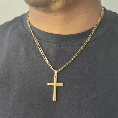 Cross Pendant Waterproof NK Necklaces for Men Women Basic Punk Stainless Steel Figaro Chain Fashion Jewelry Accessories Gift Initiale