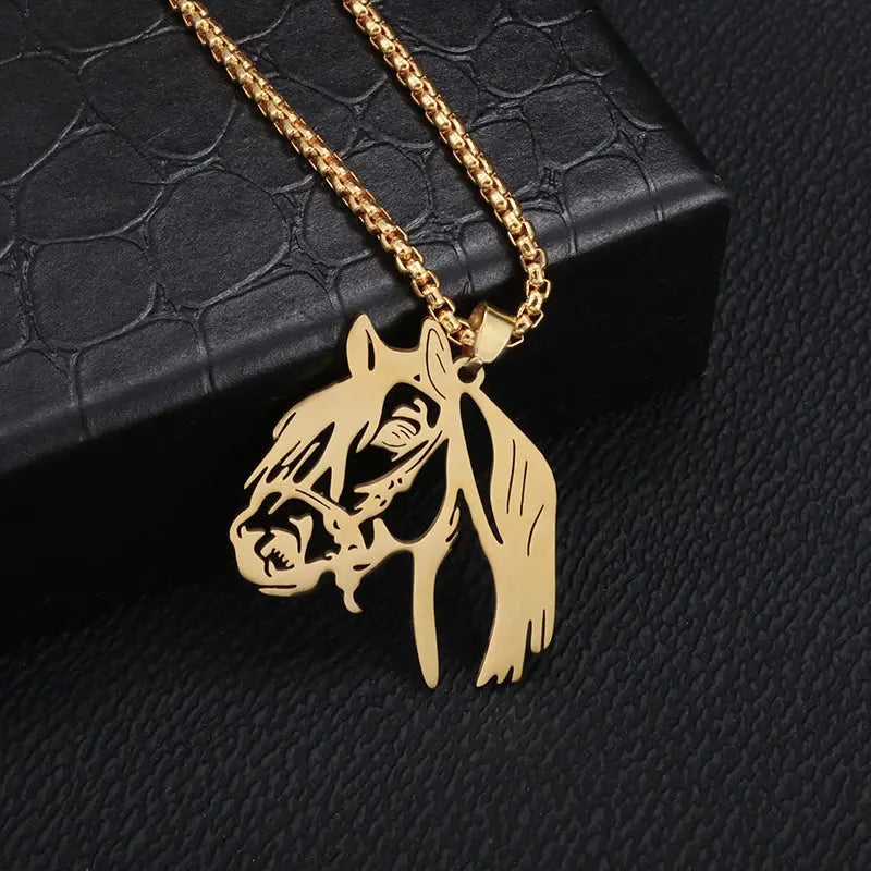 Exquisite Stainless Steel Horse Head Pendant Necklace for Men Women Fashion Statement Animal Zodiac Jewelry Keepsake Gift Initiale