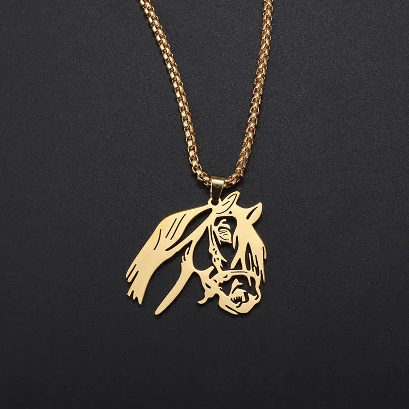 Exquisite Stainless Steel Horse Head Pendant Necklace for Men Women Fashion Statement Animal Zodiac Jewelry Keepsake Gift Initiale