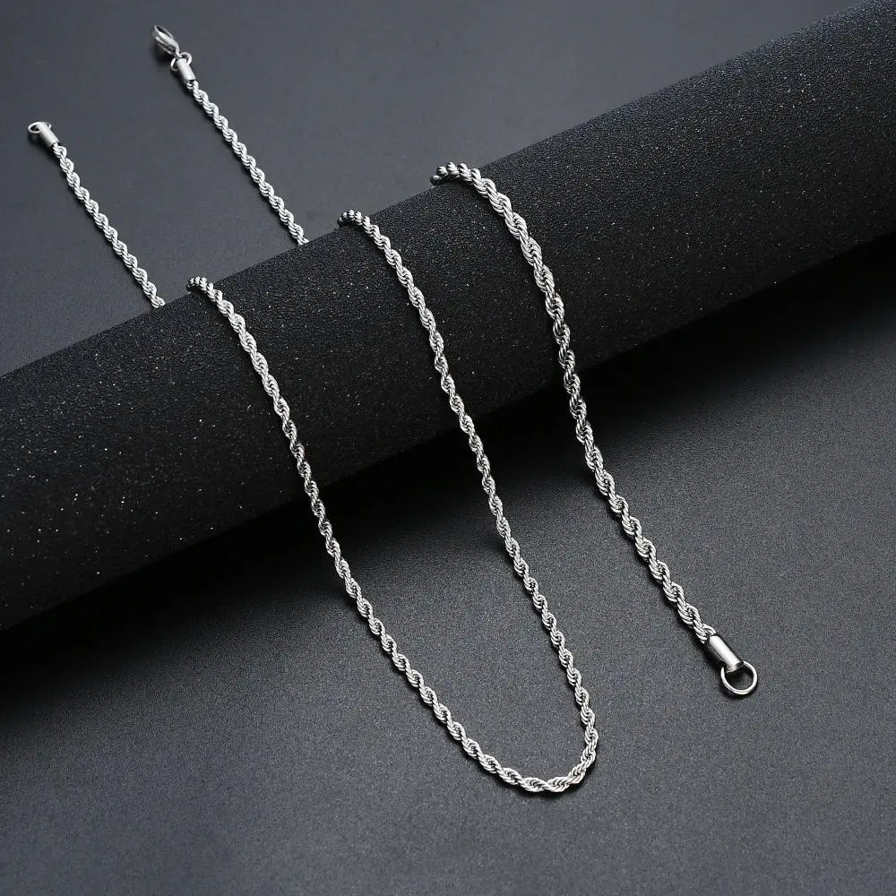 Low price width 3MM 316L stainless steel twisted rope chain necklace Men and women Link necklace Fashion gift jewelry 45-70CM Initiale