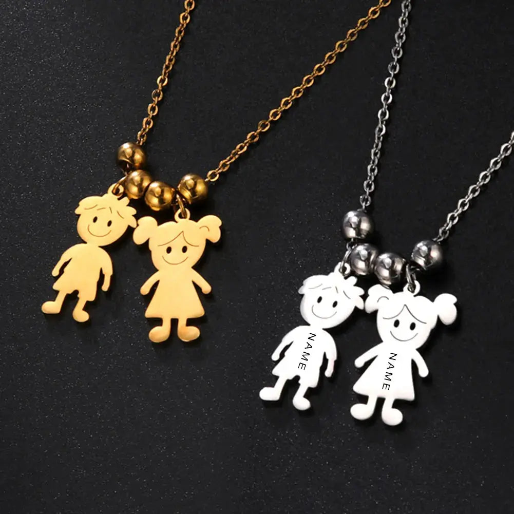 Personalized Boy Girl Necklace Custom Chain Engrave Name Mother Kid Family Gift For Women Man Stainless Steel Pendant Jewelry Initiale