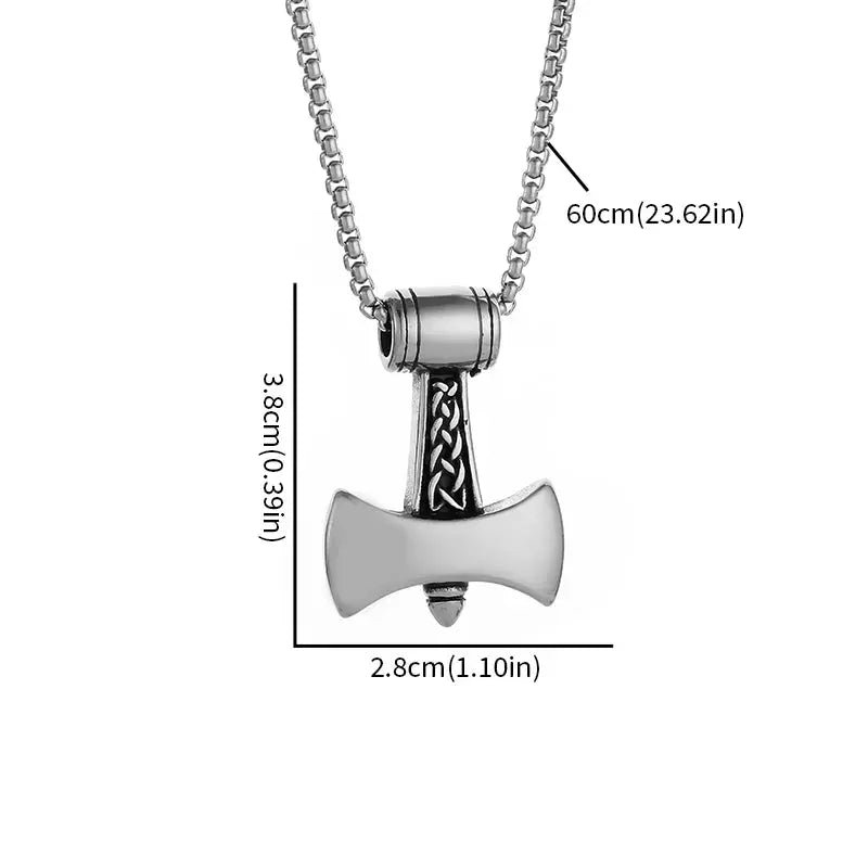 Stainless Steel Fashionable Double-Edged Ax Pendant Necklace Men's Cool Retro Jewelry Birthday Gift Initiale