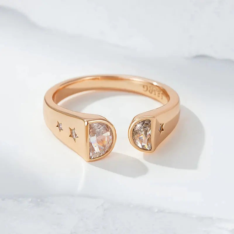 Wbmqda New Fashion 585 Rose Gold Color Natural Zircon Ring For Women Girls Party Anniversary Jewelry Gift 2023 Trending Initiale