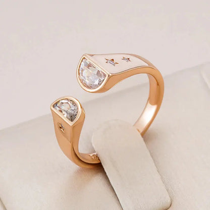 Wbmqda New Fashion 585 Rose Gold Color Natural Zircon Ring For Women Girls Party Anniversary Jewelry Gift 2023 Trending Initiale