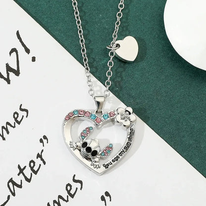 You Are My Sunshine Cute Disney Stitch Heart Pendant Necklaces for Women Lovely Collar Accessories Jewelry Gifts Initiale